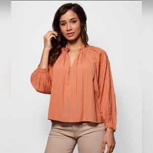 The GREAT The Pin-tuck Lyric Top In APRICOT Size 0 Bohemian Boho
